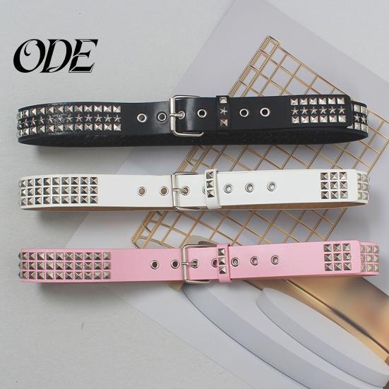 Rock Punk Design Belt Style Studded Square Rivets Adjustable Straps Rivet Accessory Waistband Women Girls Gothic Scene Accessories Retro