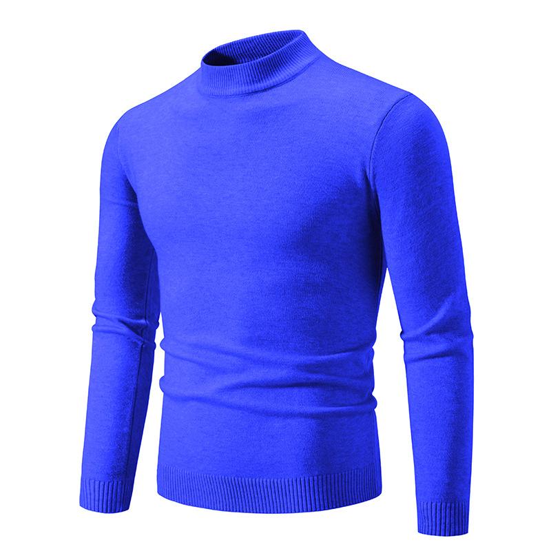 New Autumn And Winter Men'S Semi-Turtleneck Casual Knitted Slim-Fit Solid-Color Sweater Men'S Bottoming Shirt
