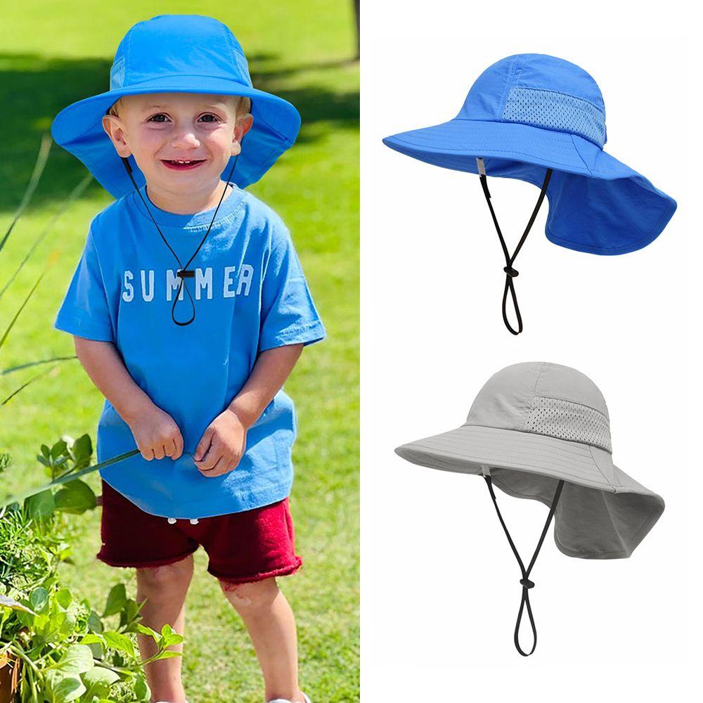 Large Brim Beach Hat Adjustable with Neck Flap Beach Play Hat Kids Sun Hat Sun Protection Hat