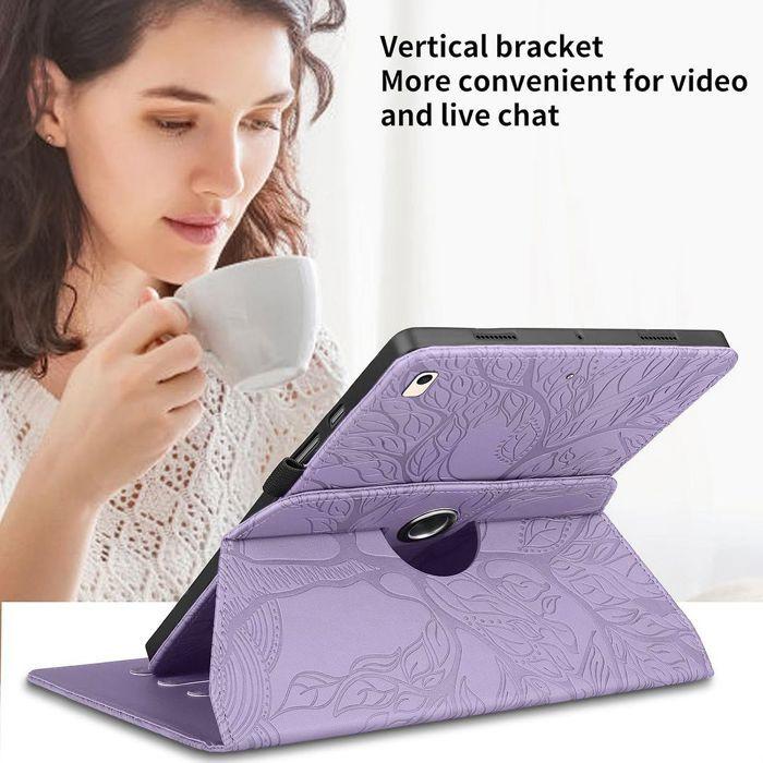 Coque + Verre Trempé pour iPad Air 3 10,5" / iPad Pro 10,5" - Etui Rotatif 360° Motif Arbre Violet