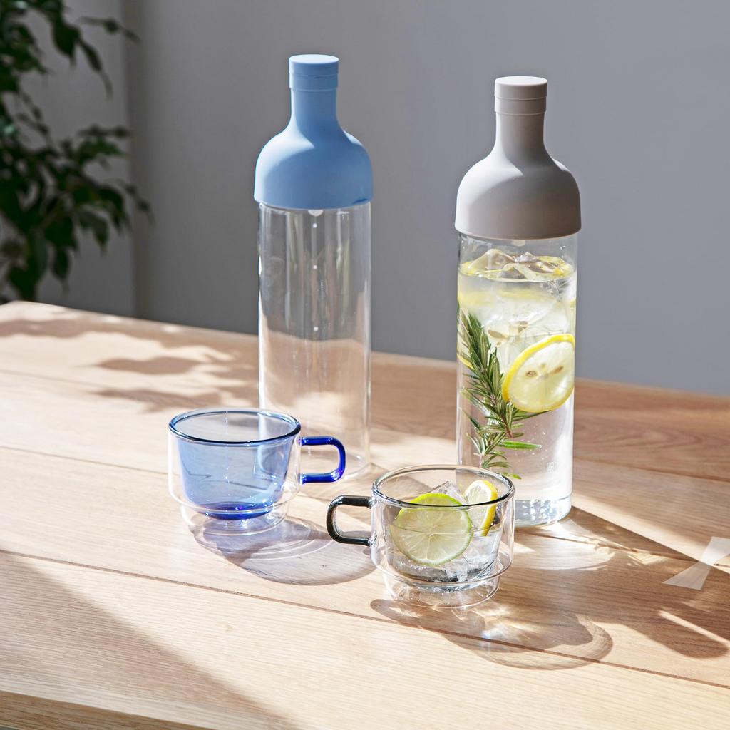 365methods HARIO COLORS Double-Walled Mug, Heat-Resistant Glass, Dishwasher Safe, Gray