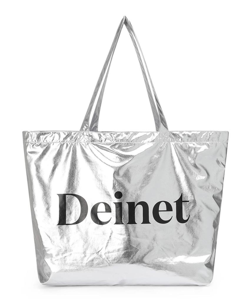 Большая сумка на плечо Deinet Essential с логотипом, серебристая