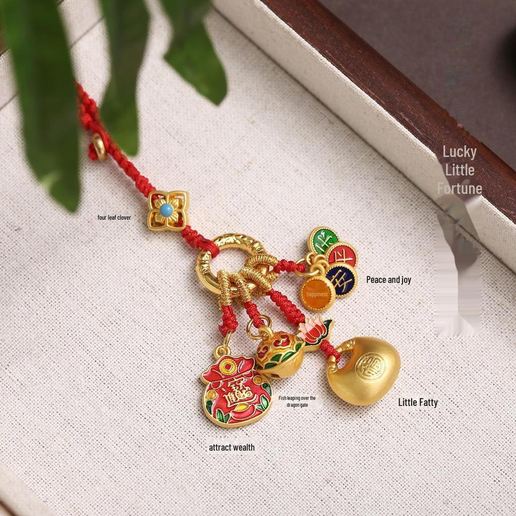 Китайский старинный французский модный брелок с предсказанием судьбы и сплетенным вручную мешочком для благословения