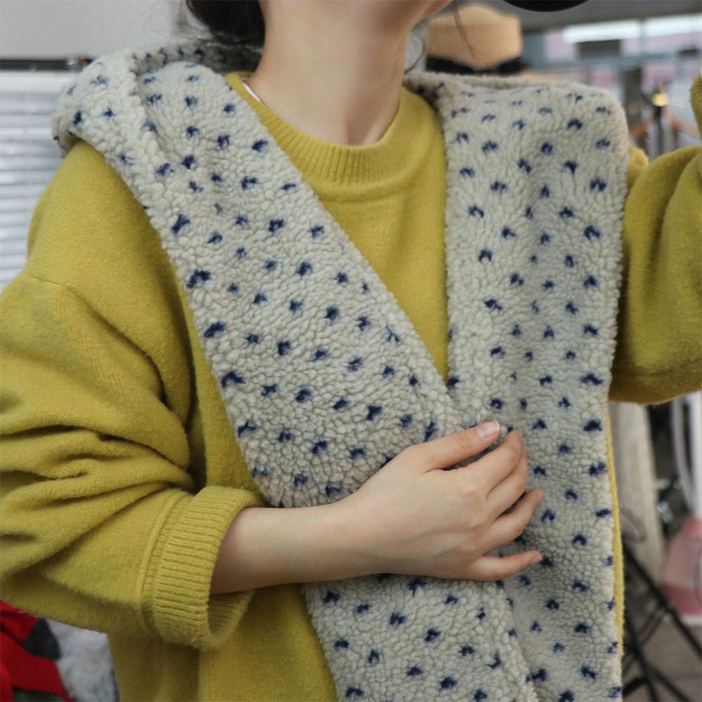 Thickened Balaclava Pullover Hats Warm Plush Beanies Fashion Winter Polka Dot Scarf Hat  Autumn
