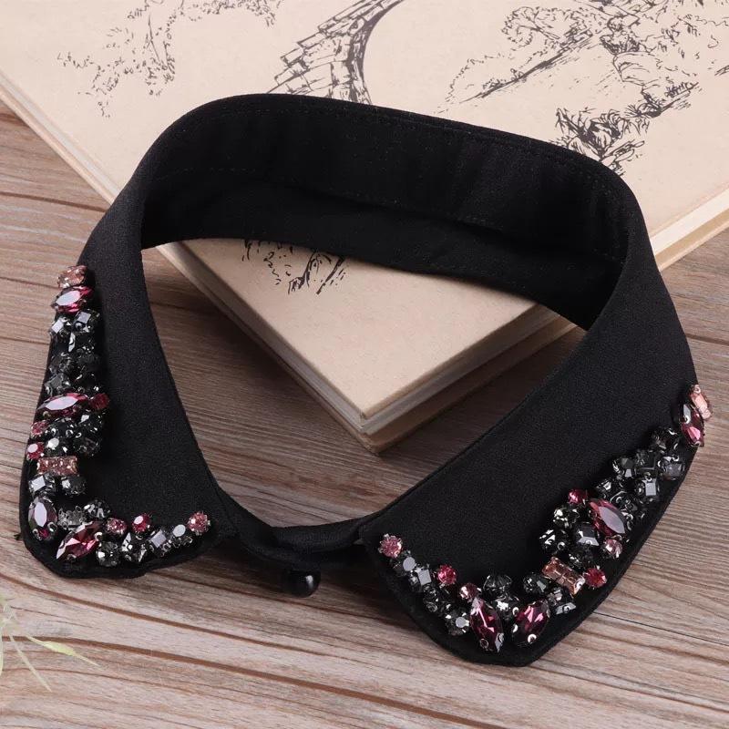 Мода Женщины Блестки Съемные Воротники Искусственные Белые Черные Ложные Воротники Женщина Галстук Мода Съемный Бриллиант Искусственный Воротник Женщины