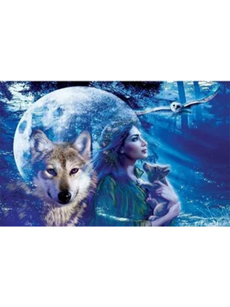 Девушка-волчица DIY 5D Алмазная картина Полная круглая алмазная квадратная вышивка крестом Мозаика Художественная живопись Украшение для дома Подарок