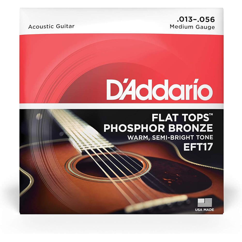 D'Addario Flat Tops Phosphor Bronze Acoustic Guitar Strings Medium .013-.056 EFT17