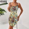 Women's Fashion Summer Spring Leopard Print Sleeveless Suspenders High Waist Casual Dresses
