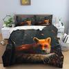 Fox Duvet Cover Set King/Queen Size Orange Lovely Fox Bedding Set For Kids Teens Boys Wild Animal 2/3Pcs Polyester Quilt Cover