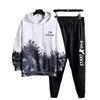Men's Korean Style Gradient Hoodie & Casual Pants Set