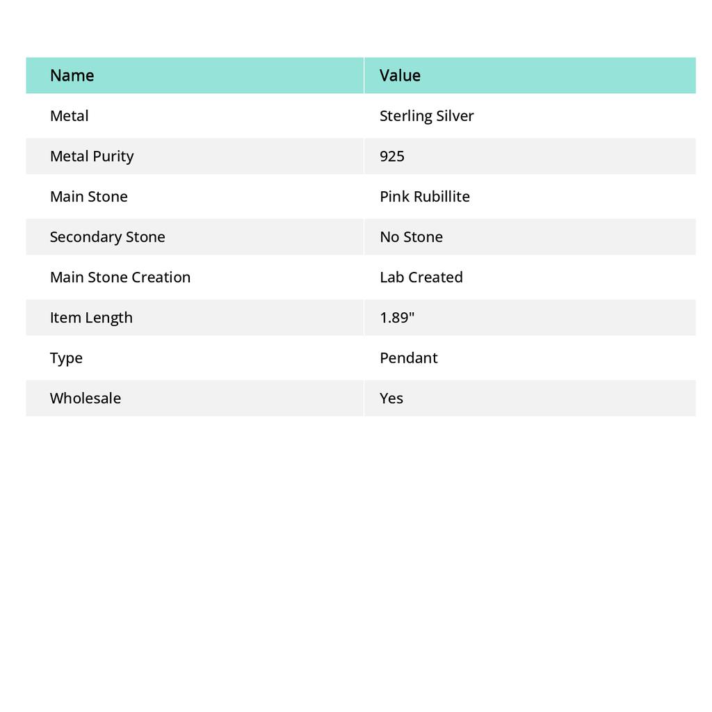 Natural Pink Rubillite Gemstone 925 Sterling Silver Jewelry Pendant 1.89" Q3g90