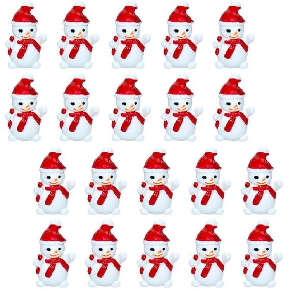 50pcs Mini Snowman Figurines Decoration,Christmas Tiny Resin Snowman Ornament with Hat for Christmas Micro Landscape Ornament