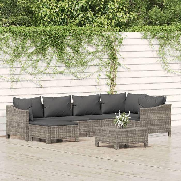 VidaXL Garden Lounge Set with Cushions 7 Pcs, Patio Furniture Set, Outdoor Furniture, Patio Sofa, Modern, 3187292