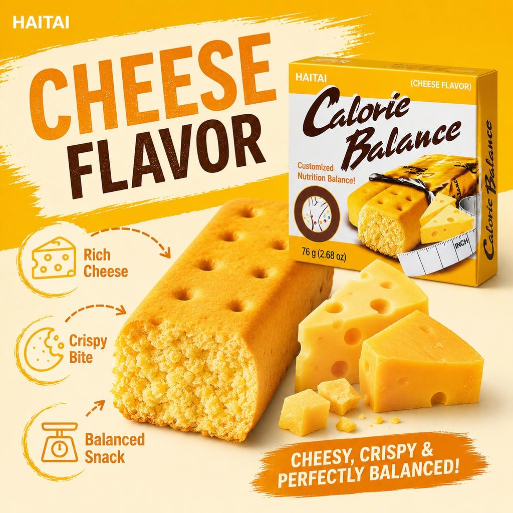 Сжатое печенье Haitai со вкусом сыра 76 г | Хрустящая плотная текстура, Насыщенный сырный вкус, Удобный перекус
