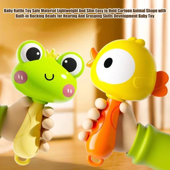 Детская погремушка, игрушка, мультяшная лягушка, цыпленок, ручная погремушка, развитие слуха и навыков хватания, для новорожденных мальчиков и девочек, погремушка для раннего развития