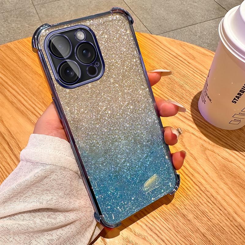 Градиентный блестящий противоударный чехол с подушкой безопасности для iPhone 15 14 13 12 11 Pro Max 15 14 Plus Samsung S24 S23 S22 S21 Ultra Plus S23FE A15 A55 A14 A34 A54