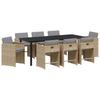 Garden Dining Set 9 Pcs Beige Poly Rattan
