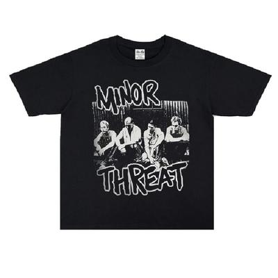 2025 Мужская Женская Выстиранная Футболка с Коротким Рукавом Панк Группа Minor Threat Рок Футболка с Коротким Рукавом Свободная Тяжелый Хлопок4