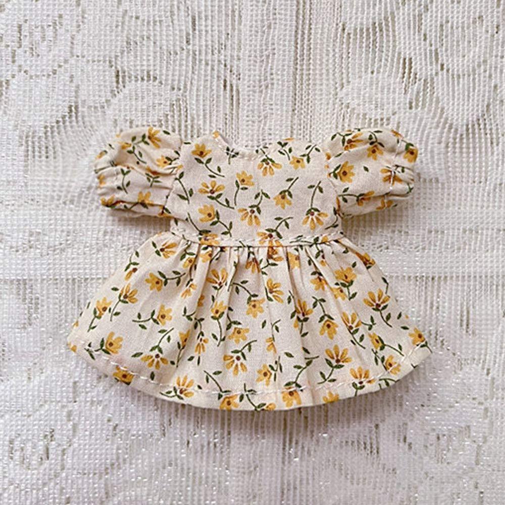 Для кукол 1/11OB11 Кукольная юбка Одежда Ручная работа Платья с принтом Наряды с коротким рукавом Кукольный топ