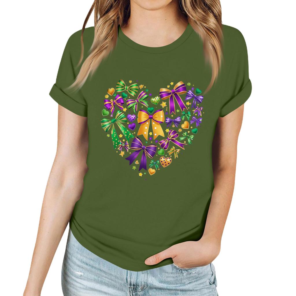 Женская повседневная футболка с карнавальным принтом, пуловер с круглым вырезом, топ с коротким рукавом