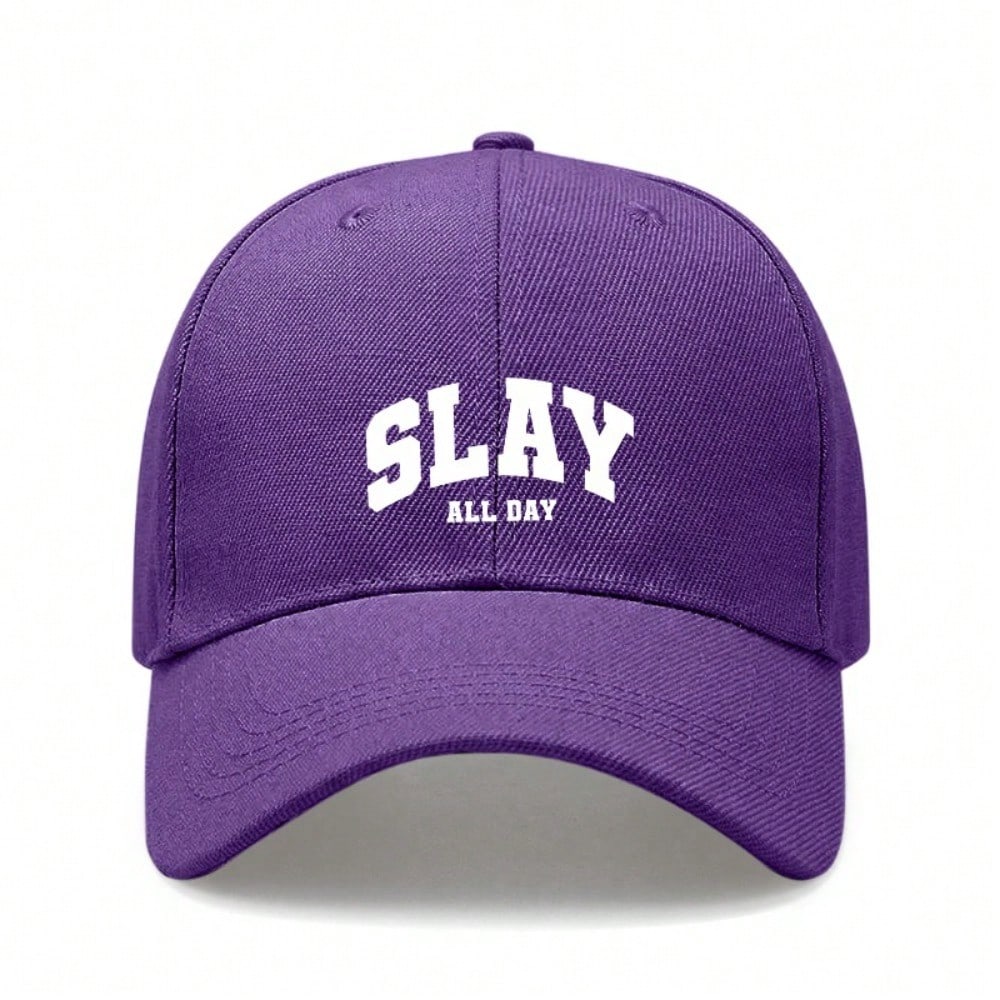 [Letter Baseball Cap] Slay All Day Print Polyester Adjustable Breathable Casual Outdoor Sports Hat For Men Women Summer Beach Travel Gift