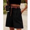 Women's Casual Loose Beach Pants Solid Color Loose High Waist Casual Fifth Pants With Pockets