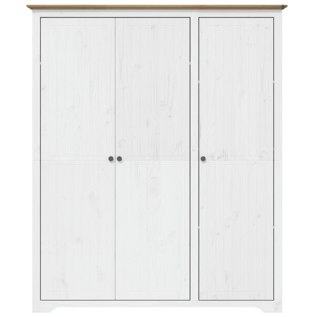 Szafa Bodo, Biało-Brązowa, 146X53,5X173 Cm, Lite Drewno Sosnowe