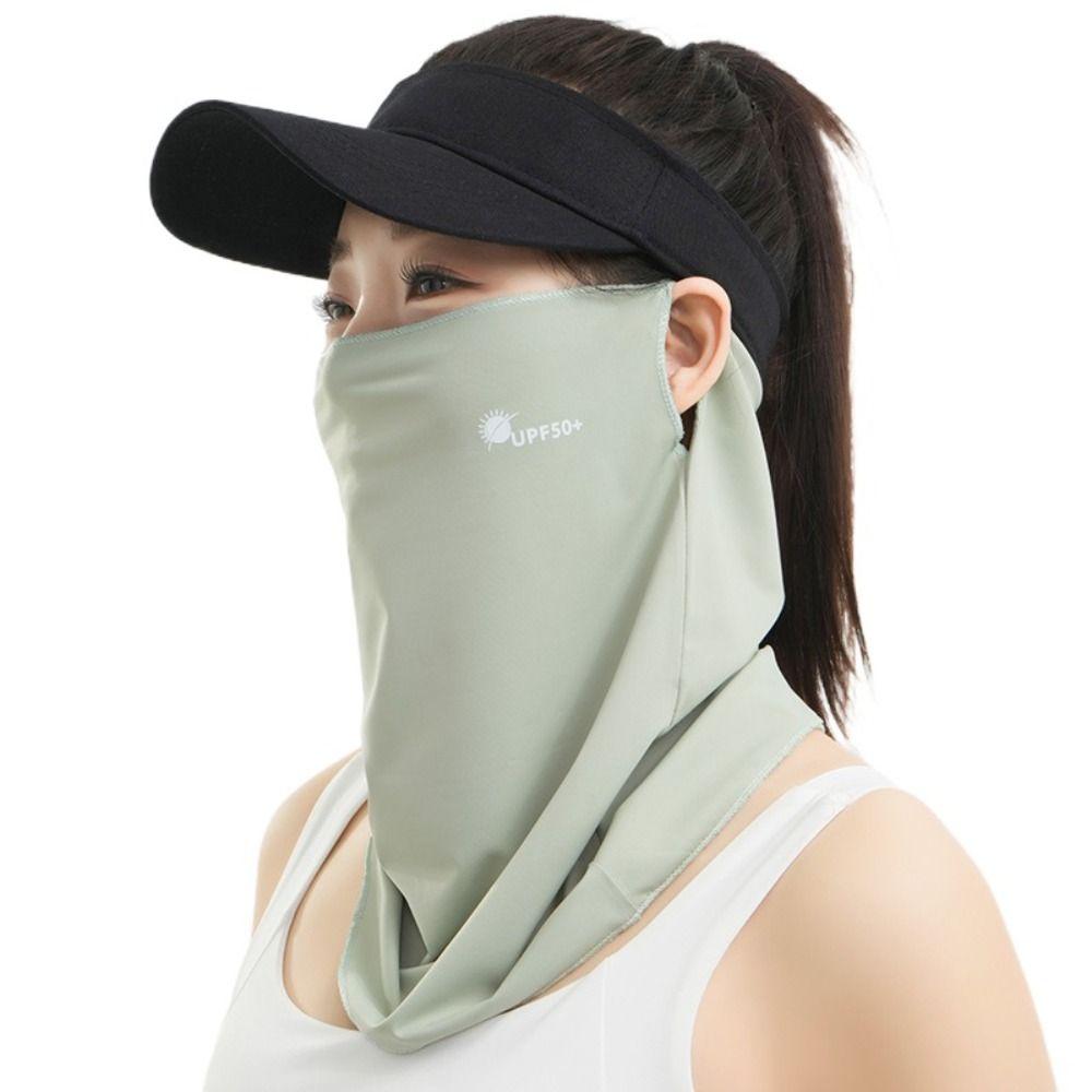 Letter Sunscreen Face Veil Breathable Neckline Face Cover Thin Summer Ice Silk Face Mask Hiking