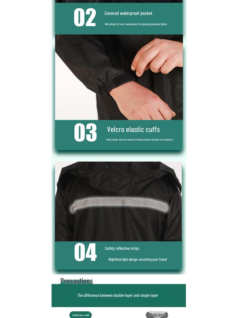 Мужской светоотражающий дождевик и брюки: Защита от сильного дождя для велоспорта/мотоспорта на открытом воздухе, раздельный стиль.