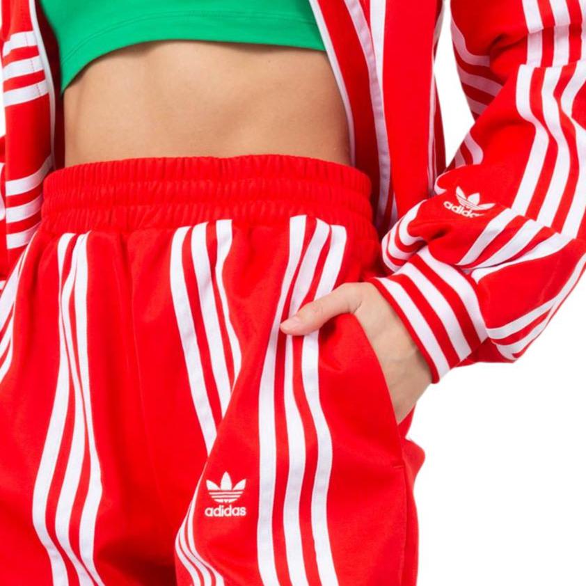 adidas Оригинальные простые модные повседневные трикотажные спортивные брюки с манжетами, женские низы, красные EH6042