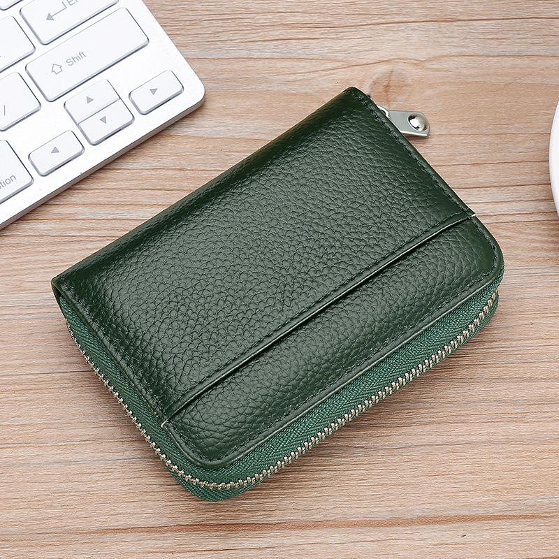 Card Bag Cow Leather Cardholder Wallet and Card Holder Card Case ID Bag Zipper Multi Card Credit Card Coin Purse