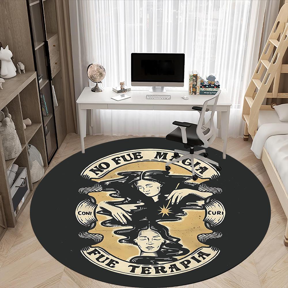 1pc Therapy Healing Relax Office Round Area Rug, Mat Suitable For Office, Under Office Chairs Bedroom Living Room Home Decor, Room Deco
