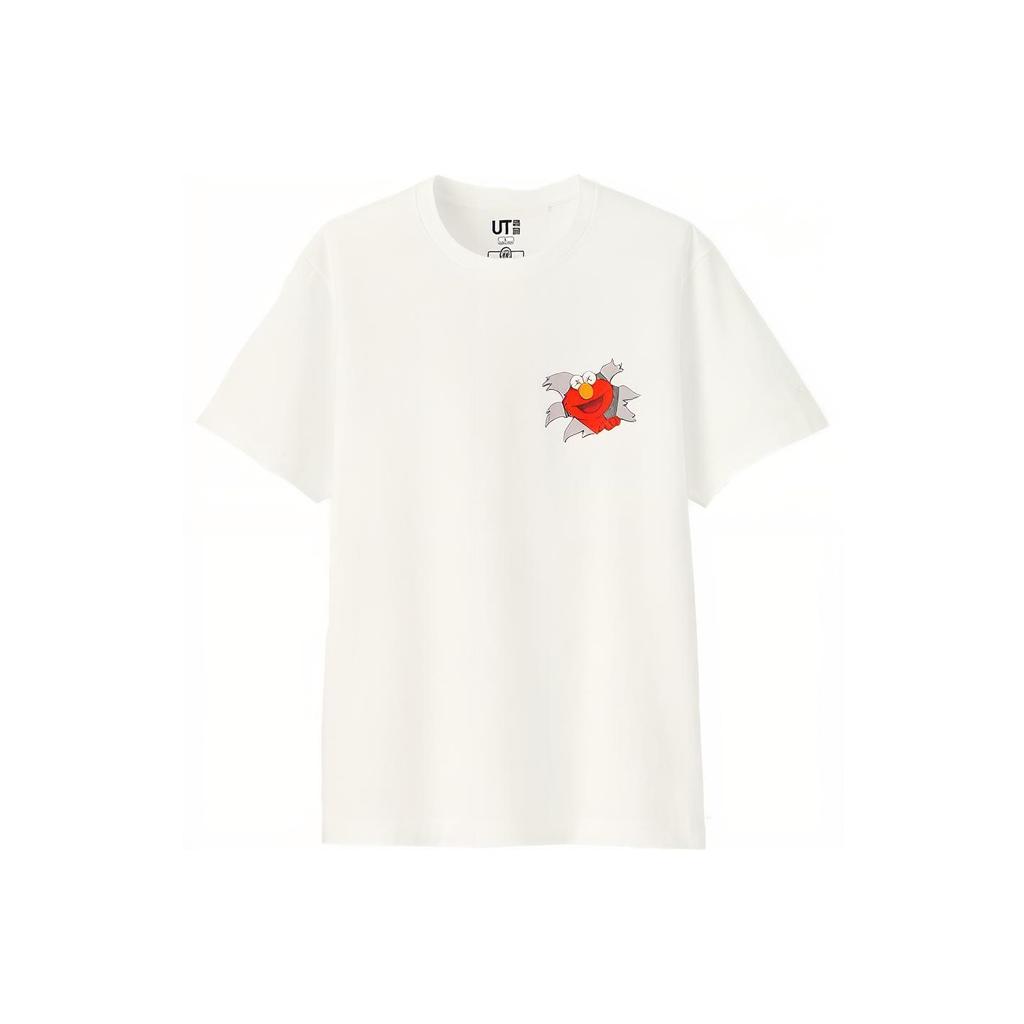 Uniqlo Унисекс футболка с коротким рукавом, коллаборация Kaws X Sesame Street, Белая UQ412760000