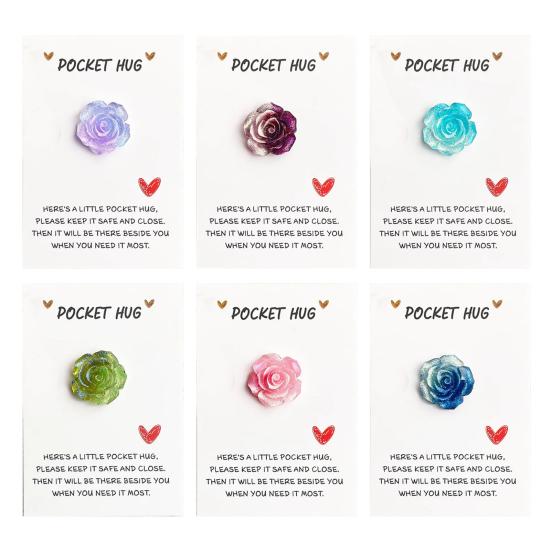 Pocket Hug Card with Gradient Rose for Women Men Mini Pocket Hug Tokens with Greeting Card Inspirational Gifts for Long Distance Relationship