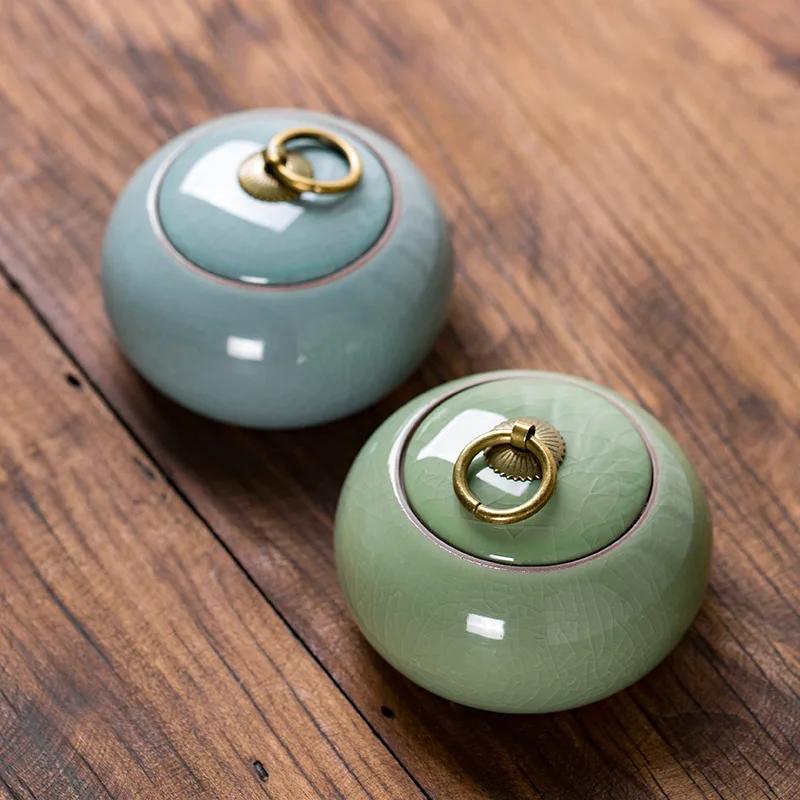 Керамическая маленькая чайная банка, китайская коробка для хранения всех видов чая, грубая керамическая банка, контейнер для чая пуэр, современный стиль