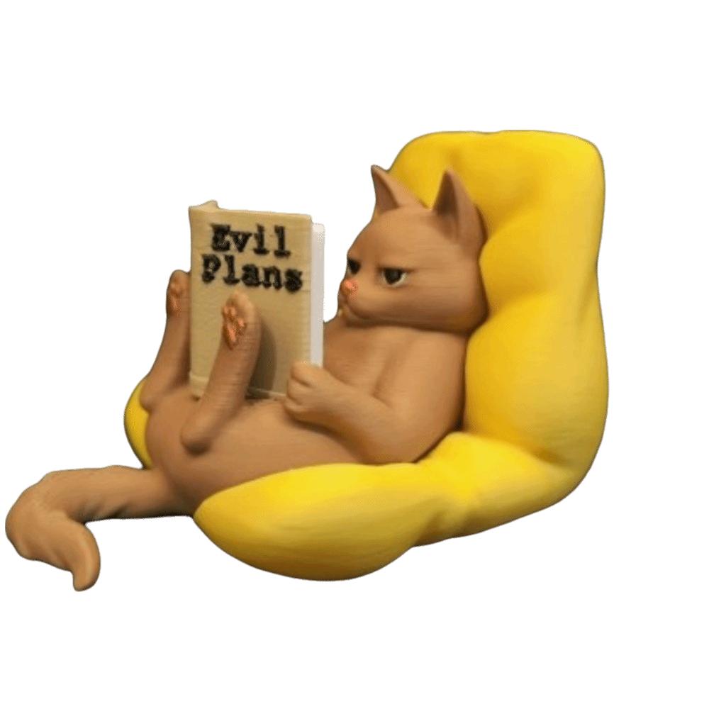 Любители кошек 3D-печатная фигурка читающего кота Поза ленивого кота Закладка для книг Украшения кошки Забавное украшение для дома Настольная статуэтка Декор для стола