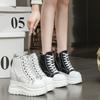 12CM Spring New Thick-sole Heightened Waterproof Platform High-top Canvas Shoes Autumn Casual Daily High-heel Women's Shoes