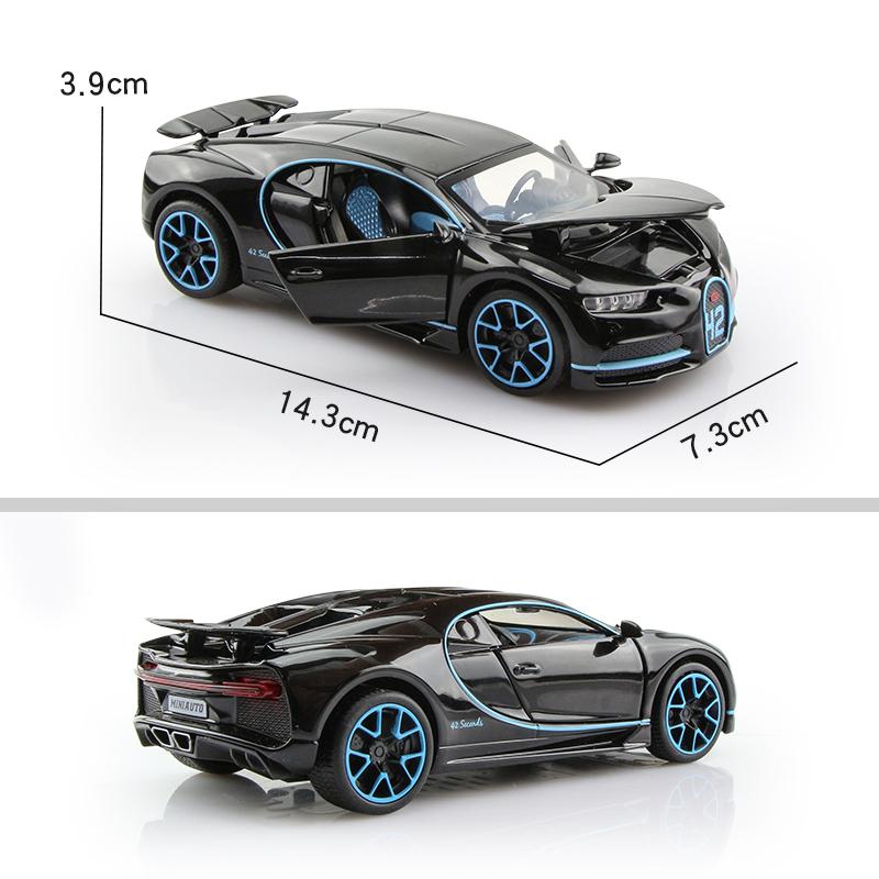 Bugatti Chiron Supersport Simulation Diecast & Toy Vehicles Sounds & Light Pull Back Car 1:32 Alloy Model Gifts For Children
