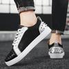 Sneakers Casual Men Designer Rivet Punk Board Shoes Fashion Leather Canvas Breathable Height Increased Flat Platform White Shoes