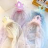 Princess Girl Hair Hoop Sweet Crown Squein with Mesh Hairs Band for Toddler Girl Birthday Party Baby Head Wear Hair Accessories