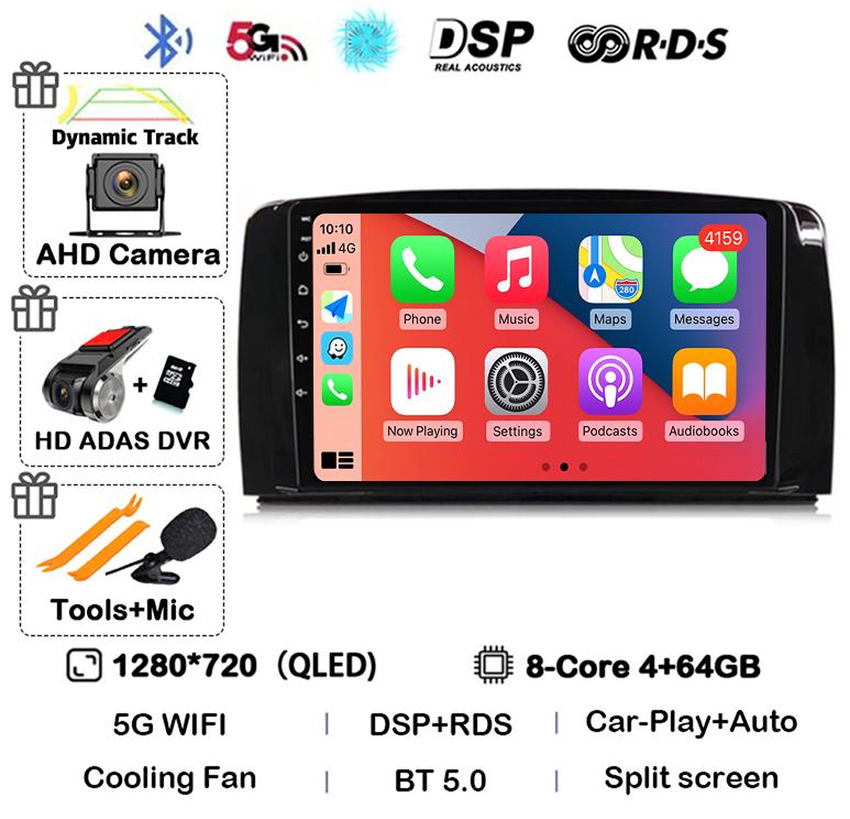 Android 14 Carplay для Mercedes Benz R-Class R Class W251 R280 R300 R320 2005-2017 Автомобильный Радио Мультимедиа Видео Плеер GPS Стерео