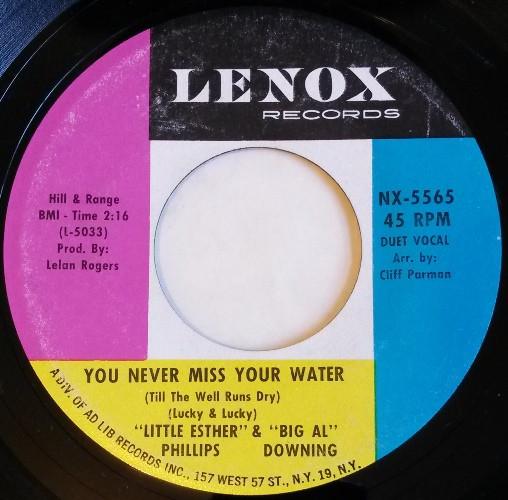 7-дюймовая пластинка ESTHER PHILLIPS AL DOWNING You Never Miss Your Water Till The NX5565 Lenox Records 1963 США SoulFunk Б/у