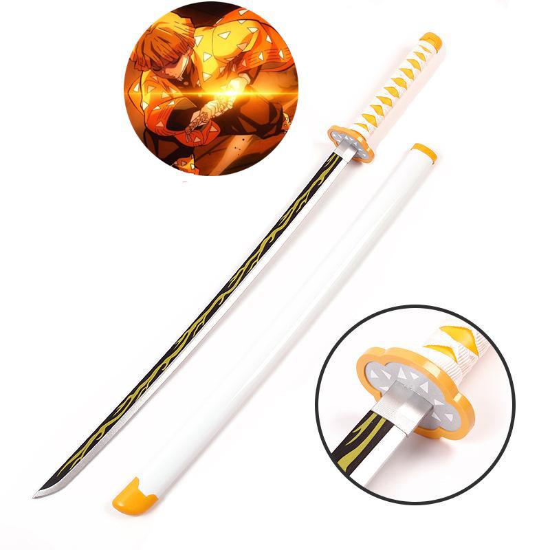104cm Demon Slayer Katana Sword Bamboo Anime Blade Sunwheel Knife Tanjirou Katana Weapon Model 1:1 Ninja Cosplay Prop Kids Toys