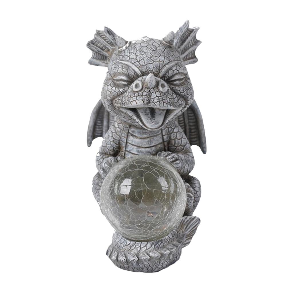 Лампа-Луна на солнечной батарее, Украшение для сада на открытом воздухе, Смола, Скульптура дракона, Орнамент, Ремесло, Художественный орнамент