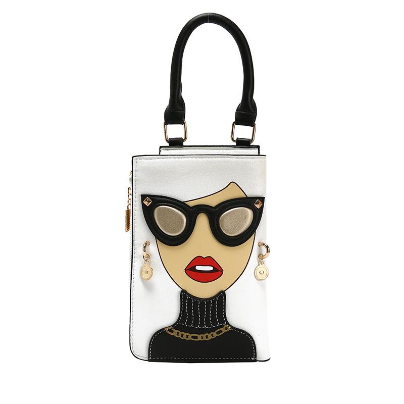 Fashion Women's Bag Cartoon Mobile Phone Bag Hit Color Shoulder Bag