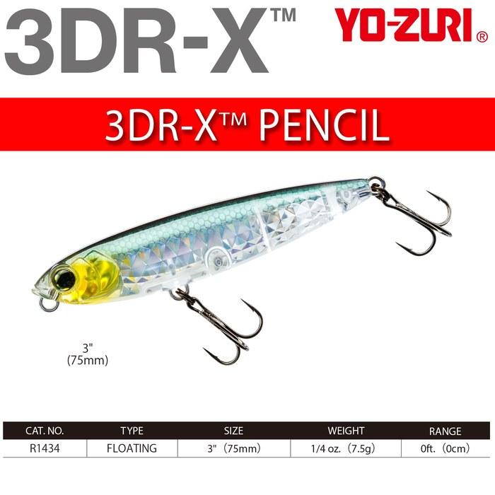 YO-ZURI Bass Lure 3DR-X Pencil Floating 75mm, Matte Fire Tiger