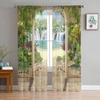 Пейзаж Сад Пейзаж Тюль Прозрачные Шторы для Украшения Гостиной Оконные Шторы Для Спальни Кухни Вуаль Органза Шторы