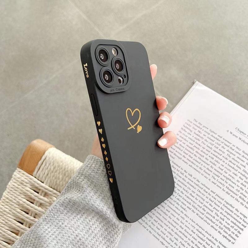 Матовый силиконовый чехол для телефона Love Heart для iPhone 11 12 13 14 15 Pro Max XS X XR 7 8 15 Plus SE 2020, защитная крышка объектива камеры