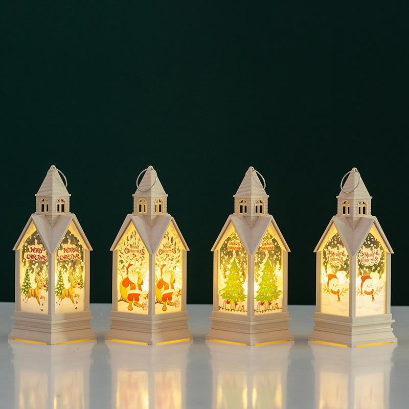 Wind Light Portable Christmas Decorations Castle Nightlight Gifts Luminous Tabletop Decoration Props