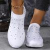 Women's Walking Sneakers Breathable Lightweight Comfortable Shoes with Rhinestone Decor Shoes
